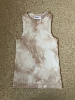 Wispy tie dye ribbed "not so basic" tank top, organic cotton, limited edition xs